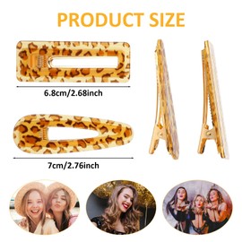 4Pcs Small Leopard Print Hair Clips, 2.7inch French Barrette Hair Clips for Women, Vintage Decorative Tortoise Shell Barrettes Curved Glossy Thin Hairs Flat Accessories for Women and Girls