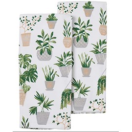 TT & Lola Garden Lover's Delight - Boho House Plant Decorative Kitchen Hand Tea Towel Set of 2 100% Ultra Absorbent Cotton