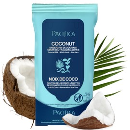 Pacifica Beauty Coconut Milk & Essential Oils Underarm Deodorant Wipes, Helps Remove Odor, Aluminum-Free, Vegan & Cruelty-Free, 30 Wipes (1-Pack)