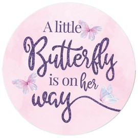 Butterfly Girl Baby Shower Favor Stickers, A Little Butterfly is on Her Way Baby Shower Favor Bag Seals, Envelope Stickers - 40 Count