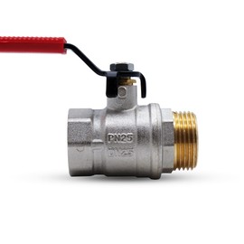 DOJA Barcelona Ball Valve with Lever Handle Red 1/2 Inch Male Thread Internal Thread Carbon Steel Stop Valve for Water Pumps, Tanks, Outdoor Taps, Water Connections, Rain Butt