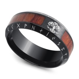 WESTMIAJW Viking Runes Ring Men Viking Norse Tree of Life Rings Jewellery for Men Size Q