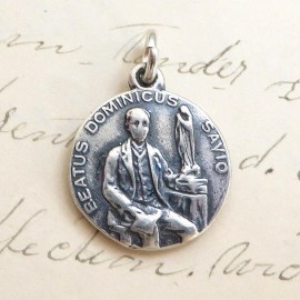 St Dominic Savio Medal - Sterling Silver Antique Replica