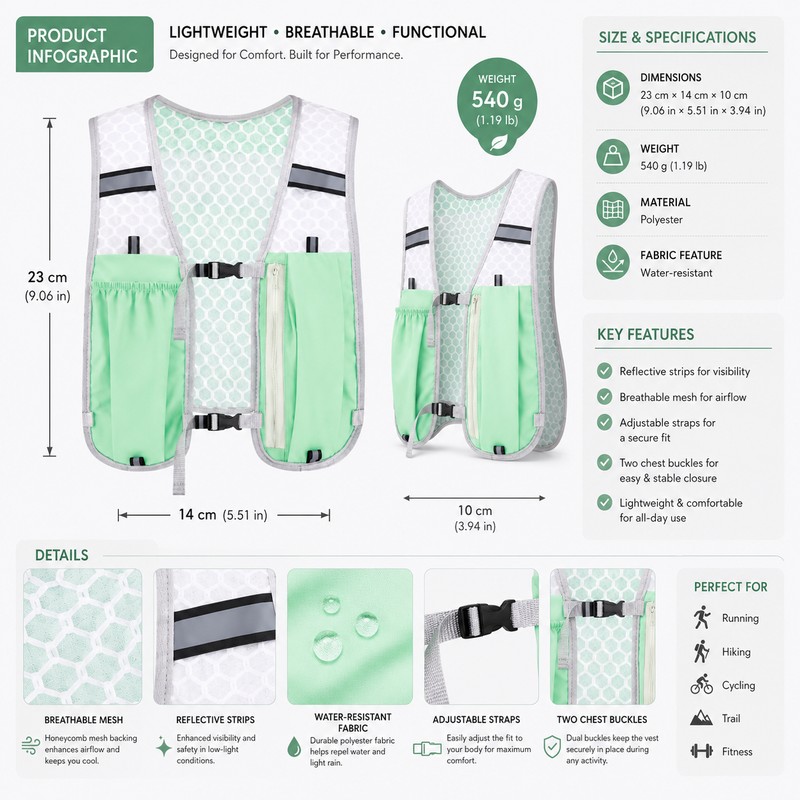 Hydration Running Vest for Outdoor Training – Lightweight Water Bottle