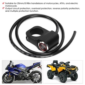 Motorcycle Handlebar Switch, Fydun 12V 25mm/0.98in Waterproof Stainless Steel LED Spotlights Handlebar Switch Black for Motorcycle, ATVs