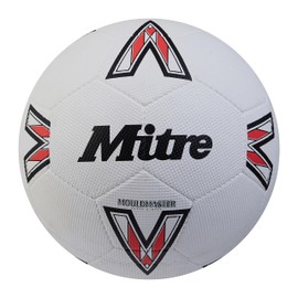 Mitre Super Dimple Football | Perfect for Futsal, Hardground and Indoor Play, White/Black/Bib Red, 5