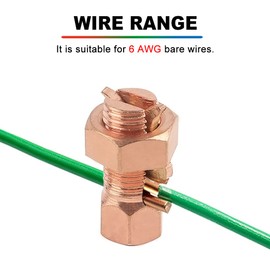 6PCS Split Bolt Connector Copper Grounding Clamps for Completing Ground Bonding to Bare Wires TJ-10