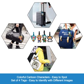 4 Pcs Set Pirates Sailers Silicone Travel Luggage Baggage Identification Labels ID Tag for Bag Suitcase Plane Cruise Ships with Belt Strap