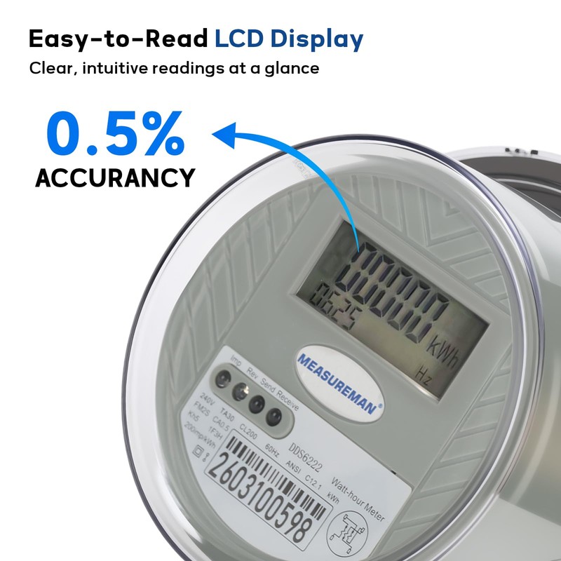 MEASUREMAN Digital Electric Meter 240V 3 Wire KWH Watt Meter
