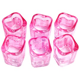 Valeways Shot Glasses, 2oz Heavy Base Shot Glasses Sets of 6/Pink Shot Glass Cute For Bar Cart Accessories/Heart Shaped Shot Glasses/Square Shot Glasses