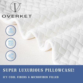 Overket Shredded Memory Foam Pillows for Side Sleepers，Cooling Bed Pillow 20 x 30 inches，Adjustable Queen Size Gel Shredded Pillows for Back and Side Sleep Washable Removable