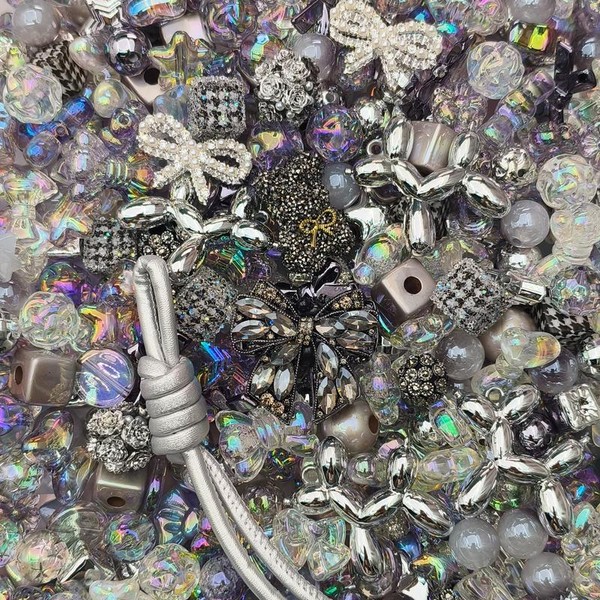 Acrylic Beads Mix(16mm)-Beading making-Bead Assortmens-DIY:_Metallic Grey_650ml
