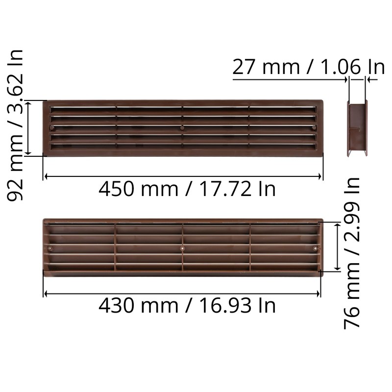 Repa Market 18" x 4" Inch Brown Plastic Door Grille