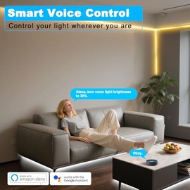 Blanco LED Tira de Luces 3000K-6500K Regulable, Inteligente Tira de Luz Compatible con Alexa, 24V WiFi Cinta LED con APP y RF Remoto, Gabinete Iluminación para Habitación, Cocina, Espejo (7M)