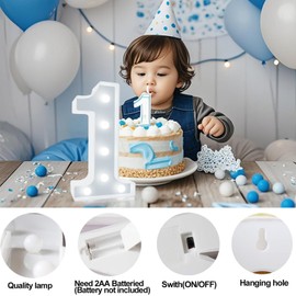 Decorative LED Light Up Numbers, Cool White Marquee Number for 1st Birthday Decoration, Lighted Numbers for Girls Boys Gifts Party Backdrop Wedding Anniversary Decor, Number 1