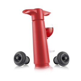The Original Vacu Vin Wine Saver with 2 Vacuum Stoppers, Red (Red)