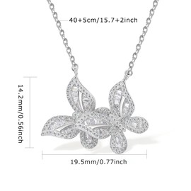 ZHOU LIU FU Butterfly Chain Women's Gold Necklace, Shiny Tie Pendant Jewellery with Gift Box for Women Wife Mum Girlfriend Daughter Teenager Girls Birthday Valentine's Day Mum Gift, Paper, Cubic