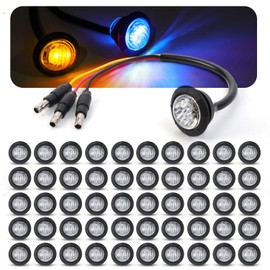 MADCATZ 50 Pcs Multi-Color 3/4 Inch Mini Round 2 LED Amber to Blue Side Marker Indicator Clearance Light Dual Colors 12V DC, 3 Wire, for Truck Trailer Boat with Grommet