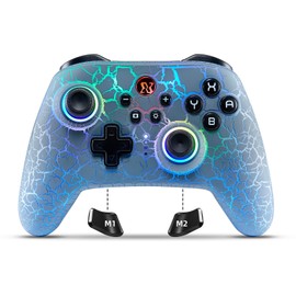 BINBOKPLAY Switch Controller, Wireless Switch Pro Controller for Switch/Switch Lite/Switch OLED, RGB Adjustable LED Wireless Remote Gamepad with Unique Crack/Motion control/Turbo/ALPS Joystick (Gray)