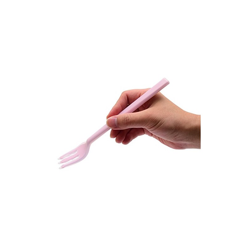 岡部洋食器 口あたりやさしいフォーク 一体型・大 ピンク KU-12P
