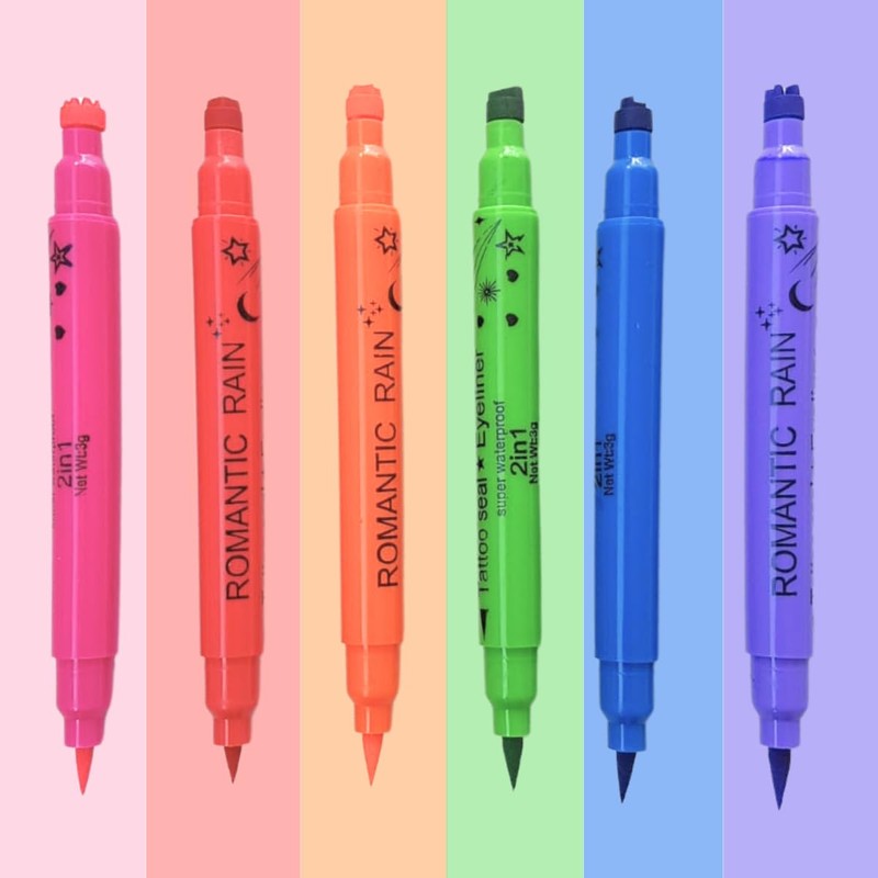 Remate - Set 24 Delineadores Doble Punta Sello Figuras Colores