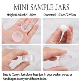 ZEJIA 3 Gram Sample Pots, 5 Pcs Plastic Travel Pots for Toiletries, Mini Travel Containers with lids, Empty Cosmetic Containers for Face Creams, Samples, Make-Up