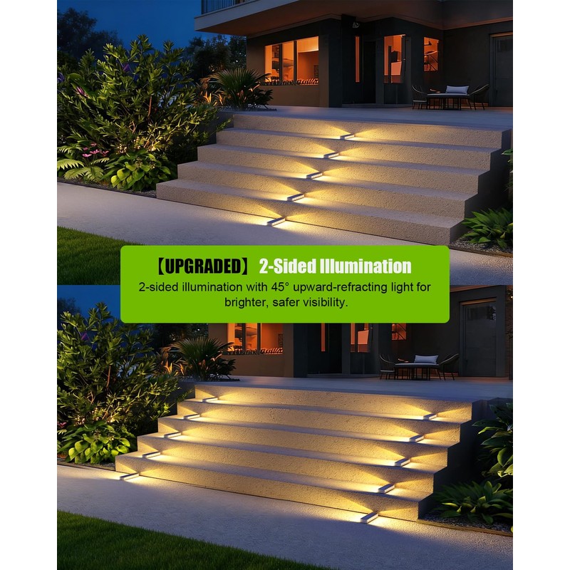 DetarZinLED Solar Step Lights for Outside 4 Pack, 12 LEDs