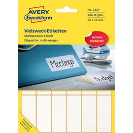 Avery Zweckform 3327 Universal Labels 27 Sheets 486 Labels 50 x 19 mm White
