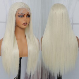 13x4 HD Lace Frontal Wig 613 Blonde Synthetic Lace Front Wig Pre Plucked Ready to Wear, Glueless Lace Front Wigs for Women 613 Blonde Wig 26"