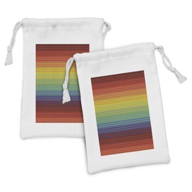 Lunarable Striped Fabric Pouch Set of 2, Mexican Knitting Pattern Inspired Vibrant Colored Chevron Latin American Culture, Small Drawstring Bag for Toiletries Masks and Favors, 9" x 6", Multicolor