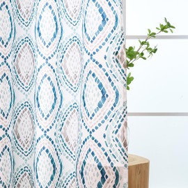 L.Z.E Boho Privacy Curtains 96 Inches Long 2 Panels Set Geometric Pattern Light Filtering Non-See-Through Curtains & Drapes for Living Room Bedroom Nursery Grommet Light Blue Green Brown