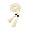 FAIRYGATE Womens Braided Belt Beige Waist Belt Beads Tassel Thin