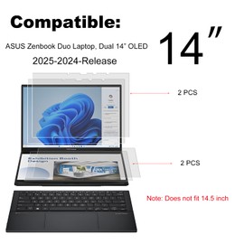 KEANBOLL 4 Pack Matte-Anti Glare Screen Protector for New 2025-2024 ASUS Zenbook Duo 2-in-1 Laptop Dual 14” OLED (UX8406) Touch Display-(2 Sets - Primary and Secondary Screens)