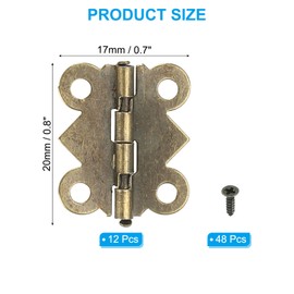 PATIKIL Small Jewelry Box Hinges 3/4 Inch, 12 Pack 90-Degree Mini Butterfly Hinges Jewelry Box Hardware with 48 Screws for Cabinet Wooden Box Drawer Craft, Brown