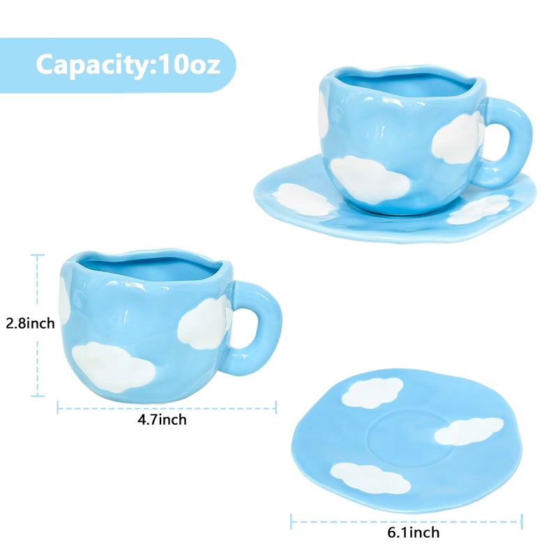 Noviko Cloud - Taza con platillo de cerámica para niñas