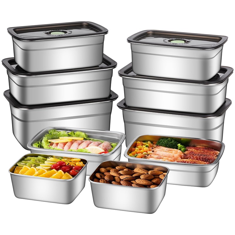 GIUOIDUO 10-Piece Stainless Steel Food Storage Container Set with Airtight