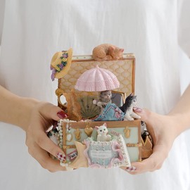 LOVE FOR YOU Caja de música envuelta para regalo para amantes de los gatos, cofre del tesoro, decoración musical para niñas y mujeres, niños, sobrinas