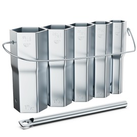 5-Pcs Shower Valve Socket Wrench Set with Bar Handle for Bathroom Removal of Tub and Shower Valves，including 21/32 "x 27/32", 29/32 "x 31/32", 1-1/32 "x 1-3/32", 1-5/32 "x 1-9/32", 1-11/32 "x 1-7/16"