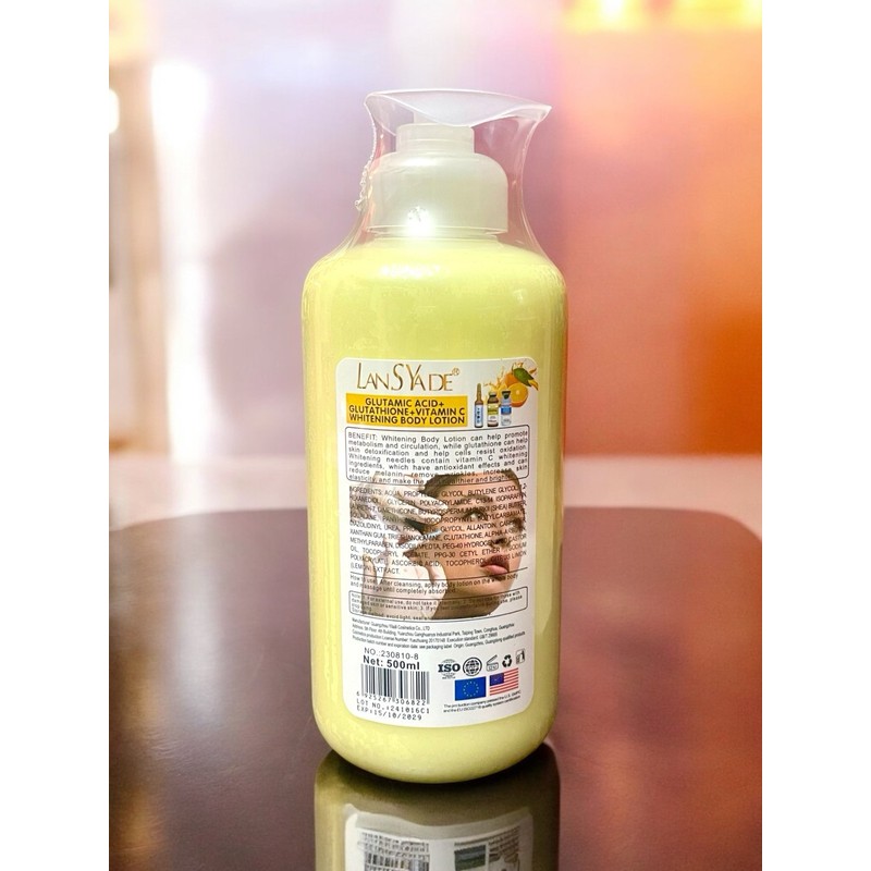 Lansyade Glutamic Acid, Glutathione Vitamin C, Whitening Lotion 500ml USA