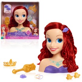 Just Play - Juego de 10 Piezas de Princesa Ariel, Pelo Rojo, con Cabeza para peinar, La Sirenita