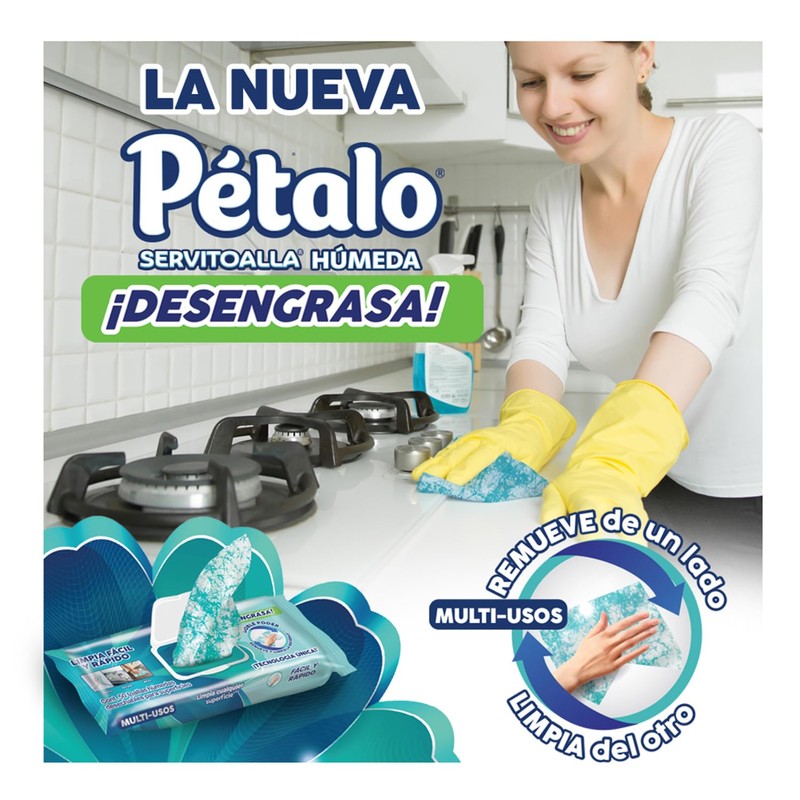 Pétalo, Servitoalla Húmeda Multi-Usos, 50 piezas ¡DESENGRASA, Limpia Fácil y