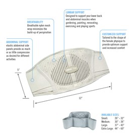 ObusForme Back Support Belt with Built-in Lumbar Support | Lower Back Brace | Elastic Abdominal Support | Breathable, Compression Band | Tailored to Female Physique (XLarge/XXLarge)