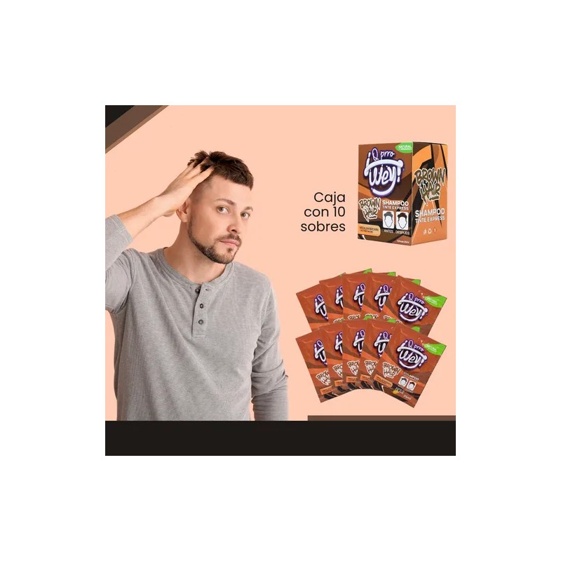 5 Cajas Shampoo Tinte Express Pelo, Castao Medio, 50 Sobres