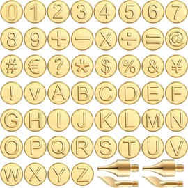 Orimommth 56 Pieces Wood Burning Tip Letter Wood Burning Tip Set Including Alphabet Number for Wood Craft DIY Embossing Carving