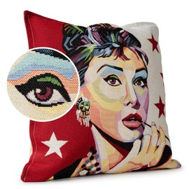 Cushion Cover Decorative Cushion Sofa Cushion Cover Tapestry Motif Audrey Hepburn 45 x 45 cm without Filling