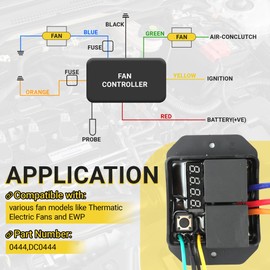 Digital Radiator Fans Controller, Adjustable Temperature Range, 12V and 24V Replace #0444, Range Dual Electric Thermatic Fan Switch Kit
