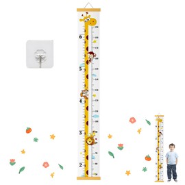 Giraffe Height Chart, Growth Measurement Device Fun Height Measure Tool with Hook Children Teenager Growth Record Cartoon Giraffe, for Bedroom Nursery Wall Decoration