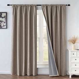 IGEMAEVE Blackout Curtains 84 Inch Length 2 Panels Set,100% Black Out Curtains for Bedroom Living Room, Thermal Insulated Darkening Drapes Privacy Window Home Deco (52x84 Inch, Linen)
