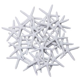 LJY 25 Pieces 8cm White Resin Pencil Finger Starfish for Wedding Home Decor and Craft Project
