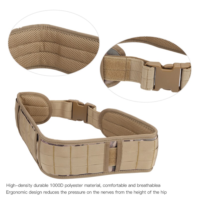 Outdoor Waist Belt Multifunctional Adjustable Military Hunting Widen Waist StrapKhaki